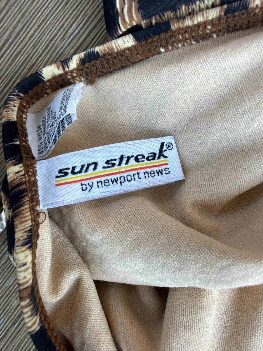 Sun Streak by Newport News Leopard Print High Cut Bikini Bottoms Vintage 90 Swim